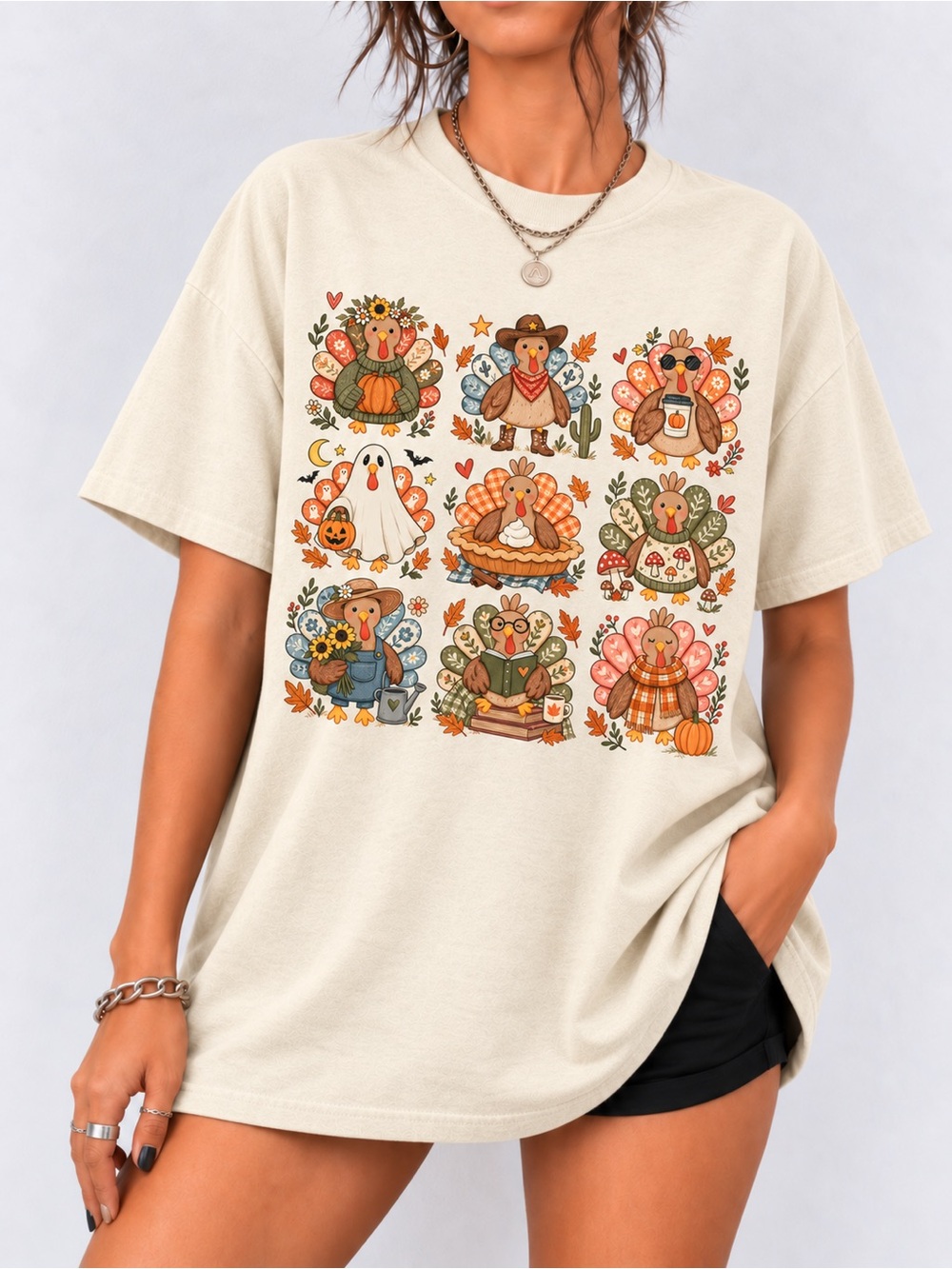 Thanksgiving Turkey Patchwork Comfort Colors Unisex T-shirt Fall Tee